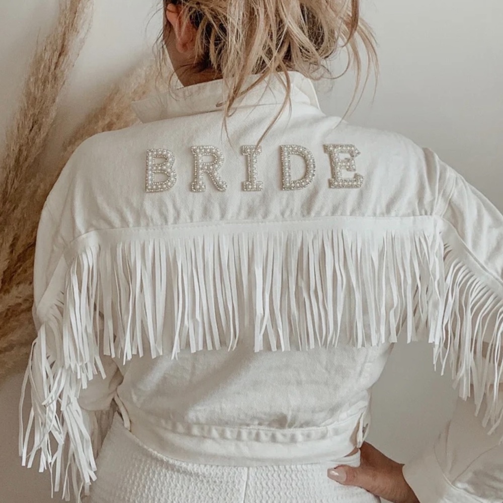 Bride White Denim Jacket Country Western Nashville Themed Bachelorette